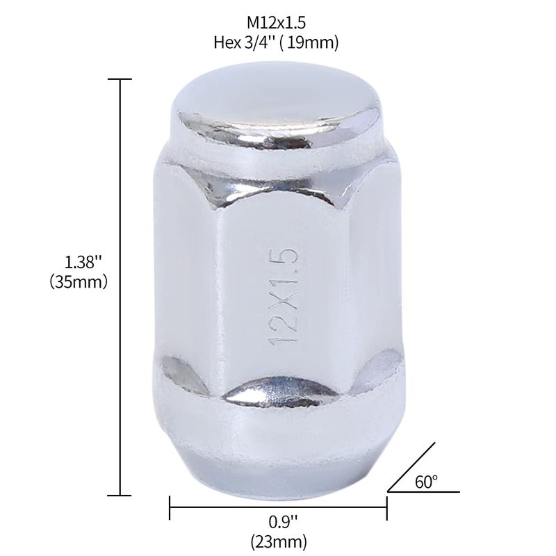 ChnewAuto M12x1.5 Chrome Acorn Lug Nuts, Set of 20, Fits Ford Fusion, Escape, etc. - Image 5